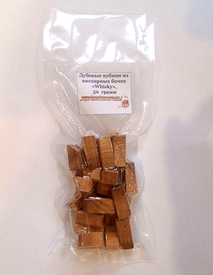 Эксклюзив: Дубовые кубики из вискарных бочек, 50 грамм (вакуумная упаковка) 1575952 фото