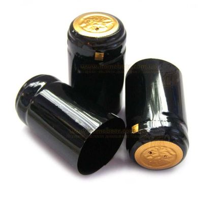 Термоусадочный колпачок для винной бутылки "Черный глянцевый", 50 штук 3180754 фото